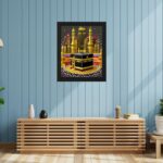 Makkah Kaaba Photo Frame 8x10 Inch | Golden Mecca Islamic Wall Art | Elegant Black Frame with Vibrant 3D Masjid al-Haram Illustration | Muslim Home Decor Gift-SRM-71 - Image 3