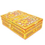 Wooden Holy Books Storage Box with Foldable Book reading Stand Rehal, White Namaz Topi, Tasbih Mala, Small Pearl Dibbi and Quran Book (in Arabic) - Image 5