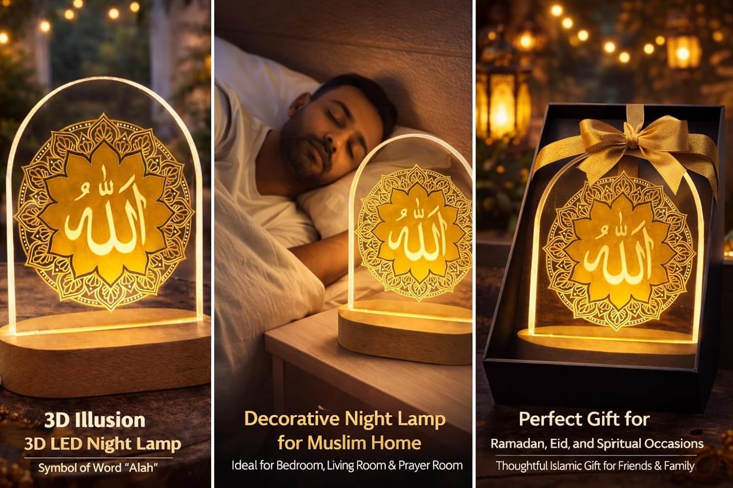 Ayatul Kursi 3D LED Night Lamp | Multicolor Color Changing Light | Islamic Home Decor Lamp for Bedroom & Living Room Pack of 1 (Pattern 3) - Image 4