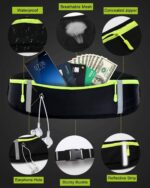 3 Pocket Running Belt, Waterproof Fanny Pack for Women Men, Workout Running Waist Pack Bag with Foldable Water Bottle Holder, Adjustable Running Pouch Phone Holder Accessories - Image 2
