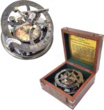 5 inches Large Sundial Compass in Rosewood Case - Best Vintage Gift for Antique Lovers Vintage Functional Marine Brass Magnetic Compass - Image 2