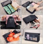 7 Pcs Travel Organizer Pouch Packing Cubes for Clothes Space Savers Bags Cosmetics/Underwear/Socks/Shoes Toiletry Bag Laundry Organiser (Nylon) (Black) - Image 2