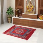 AAZEEM Prayer Mat | Velvet Aasan | Meditation Carpet | Pooja Aasan | Traditional Prayer Mat | Medium Size | Red Color - Image 2