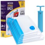 ABOUT SPACE 3 Pack Vacuum Bags for Travel with Hand Pump (1 Large/2 Medium) Polyamide Polyethylene Airtight Ziplock Reusable Space Saver Compression Storage Bags for Packing Vaccine Sealer Bags (Blue) - Image 2