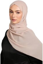 AN NISA (THE WOMAN) POIOTITA - Sunset Beige Scarf for Women | Georgette Chiffon Blend Dupatta | Hijab Head Wrap Stole | Size - 180x70cm | Soft Breathable Lightweight - Image 2