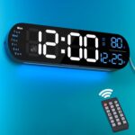ANALOI Digital Wall Clock Large Display, 13.7 inch with RGB Color Changing Remote Control, Date Week Temperature DST, Auto Brightness Dimmer Big Clock with Night Lights, Plastic, Blue - Image 2