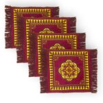 Achleshwar Set of 4 Traditional Puja Aasan - Soft Velvet Prayer Mat for Sitting Meditation | Floor Carpet Rug for Pooja | Multicolor | 2x2 Feet - Image 2