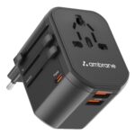 Ambrane Universal Travel Adapter,4 in 1 Fast Charging; 1 Type C (20W),2 USB (20W) & 1 AC Socket (880W) with 3 Removable Pins for EU,UK and USA/AUS and Other Countries for Modern Travel (ATA-01),Black - Image 2