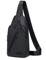 Arctic Hunter Slim Sling Bag for Men Crossbody Pack Chest Bag for Upto 8-inch iPad Small with Earphone Port Water-resistant One Shoulder Side Pouch Mobile Passport Bag for Travel Daypack Office,Black - Image 2