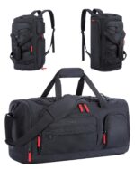 BAGSMART Gym Bag for Women & Men, Sports Travel Duffel Backpack with Shoe Compartment Laptop Compartment, Water Resistant Carry On Weekender Bag for Airplane, Black, 63L-Large, Travel - Image 2