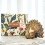 BEHOMA Metal Peacock Candle & Holder Gift Hamper | Romantic Home Décor for Valentine’s Day, Anniversary & Wedding | Love & Couples Gift | Metal Peacock, Scented Votive Candle & Premium Gift Box, Gold - Image 2