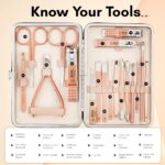 Beauté Secrets Manicure Kit, pedicure tools for feet, Nail Clipper, Manicure Pedicure kit for women and Men, 18 Pieces,Perfect Gifts for Women and Men (Rose Gold) - Image 2
