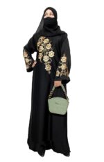 Black Abaya Embroidered Burqa For Women Elegant Modest Wear Islamic Naqab Stylish Dubai Abaya Farasha Burkha - Image 2