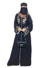 Black Abaya Embroidery Work Burqa For Women Elegant Modest Islamic Naqab Stylish Dubai Abaya Wear Full Length Islamic Wear - Image 2