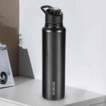 Borosil 840 ml Hydra Sipfresh Galaxy Stainless Steel Water Bottle | ISI Certified, Made in India | Single Wall, Leakproof| Bottle for Office, School, College & Gym | 1 Year Warranty | Black - Image 2