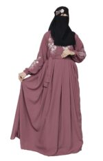 Brown Abaya Embroidery Work Burqa For Women Elegant Modest Wear Islamic Naqab - Image 2