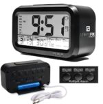 Bulfyss USB Rechargeable Digital Alarm Clock, Date, Temperature, Backlight LCD Display Smart Clock with 3 Alarms Bedroom Table Desk (Black) - Image 2