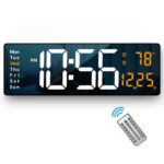 CBK Digital Alarm Clock Wall Table Clock Large Display,16.2 Inch Large LED Digital Clock with Remote Control Brightness Dimmer Big Clock with Date Week Temperature - Image 2