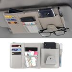 Car Sun Visor Organizer | PU Leather Multi-Pocket Holder for Sunglasses, Pen, Cards, and Small Documents | Zipper & Net Storage Pouch(multicolor) - Image 2
