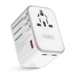 Ceptics TravelAdapter 4 in 1 65W Universal Travel Adapter with Type C - India to International Travel Adapter Plug Socket, 1 x USB, 2 x USB-C (3.1A) Fast Charging, 10 Years Warranty - White - Image 2