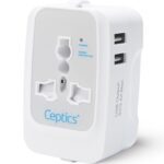 Ceptics Universal Charger Adapter, 3 in 1 Universal Travel Adapter All in One, Universal Travel Accessories 2 USB 2.4A, 100-250 Voltage Travel Charger, International Travel Adapter, White - Image 2