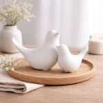 Ceramic Golden Bird Figurines Set of 2 | Decorative Blessing Bird Showpieces for Living Room, Bedroom, Office Desk & Display Cabinets (White) - Image 2