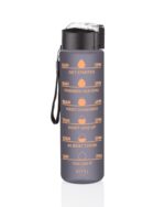 Clazkit Plastic Unbreakable Water Bottle With Motivational Time Marker, Sipper Bottle For Adults, Water Bottle For Gym Office|Water Bottle For Kids/Boys/Girls -Black 1 Ltr 1 Pc - Image 2