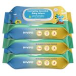 Cleansing Baby Wipes, Enriched with Aloe Vera, Jojoba seed oil, Shea Butter & Vitamin E - 80 Counts/Pack| Essential Wet Wipes with Lid, Alcohol and Paraben free wipes for Babies/Kids (Pack of 3) - Image 2