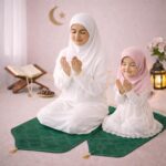 Combo of 2 Janamaz Velvet Prayer Mat | 1 Kid + 1 Adult (Pack of 2) | Soft Thick Islamic Prayer Rug Set for Children & Grown Ups | Premium Namaz Mat for Home, Ramdan, Hajj and Umrah (Green) - Image 2