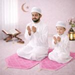 Combo of 2 Janamaz Velvet Prayer Mat | 1 Kid + Adult (Pack of 2) | Soft Thick Islamic Prayer Rug Set for Children & Grown Ups | Premium Namaz Mat for Home, Ramdan, Hajj and Umrah (Pink) - Image 2