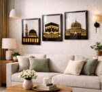 CraftsCy Islamic Mosque Wall Art Set of 3 | Kaaba, Masjid Al Haram & Al Aqsa Wall Decor | Acrylic Islamic Wall Hanging for Living Room, Prayer Room, Ramadan Gift | 11 x 8 Inches Panels - Image 2