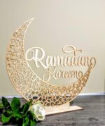 Curious Button Eid Decor Ramadan Moon Wooden Sign (12 Inch) Islamic decor for Ramadan Kareem & Eid Celebration Ramadan Mubarak Moon Sign & Eid Decoration ramadan table decor - Image 2