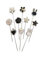 Cute Black & White Hijab Scarf Pin / Needle / Brooch - Image 2