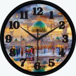 Decorative Wall Clock, Islamic Architecture Design, 25.4 cm, Round Shape, Black Frame - Image 2
