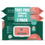 ECO SOUL [Pack of 2, 96 Count] Flushable Extra-Large, toilet wipes, Adult Wet Wipes,-Unscented | Eco-Friendly Compostable, Bath, Intimate | 99% Purified Water Wipes, Hypoallergenic, BPA - Image 2