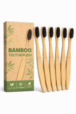 Eco Friendly Bamboo Toothbrush Pack of 6 | Ultra Soft Charcoal Bristles | Biodegradable Wooden Toothbrush | Plastic Free Tooth Brush for Adults & Kids | Oral Care Set - Image 2