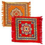 Elegant Prayer Mat Multipurpose Sitting Pooja Aasni Square Chatai Mat Comfortable Sitting Ideal for Pooja and Other Occasions Travel Mat Pack of 1(Random Color Will Be Sent) - Image 2