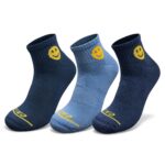 Etheric Double Half Terry Pure Combed Cotton Mid-Ankle Socks | Antibacterial, Arch Support, Cushioned Footbed | Jeans Shade Smiley Design | Men & Women | Pack of 3 - Image 2