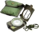 FADED Professional Lensatic Sighting Compass with Carrying Case | Waterproof & Shakeproof Military-Style Compass for Hiking, Camping, Outdoor Survival & Adventure (Army Green) - Image 2