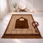 FAF Premium Indo-Turkish Soft Velvet Janamaz Prayer Mat for Men & Women | Lightweight Foldable Muslim Prayer Rug | Anti-Slip Janemaaz for Namaz, Hajj & Umrah | Portable Islamic Mussalla (Brown) - Image 2