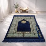 FAF Premium Indo-Turkish Soft Velvet Janamaz Prayer Mat for Men & Women | Lightweight Foldable Muslim Prayer Rug | Anti-Slip Janemaaz for Namaz, Hajj & Umrah | Portable Islamic Mussalla (Navy Blue) - Image 2
