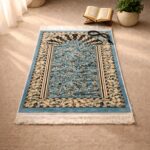FAF Turkish Premium Velvet Janamaz Prayer Mat | Soft Thick Mussalla Namaz Mat for Muslims | Anti-Slip Base & Elegant Turkish Design | Comfortable Muslim Prayer Mat for Salah & Namaz (Blue) - Image 2