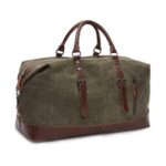 Fur Jaden 40L Canvas Weekender Travel Duffle Cabin Bag with Detachable Shoulder Strap (Military Green) - Image 2
