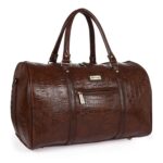 Fur Jaden Brown Textured Leatherette Stylish & Spacious Weekender Duffle Bag for Travel for Men and Women - Image 2