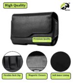 GOTEO Waterproof Leather Mobile Phone Pouch for Men Women with Magnetic Closure, Universal Large Capacity Leather Waist Belt Clip Pouch with Mobile Phone Holster for Travel Business Office Daily Use - Image 2