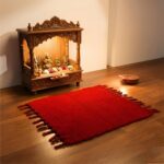 Gellon Traditional Cotton Prayer Mat for Puja, Red Asan for Prayer, Sitting, Meditation, Small Carpet Mat Rug for Floor in 24 x24 Inch in Red Color - Image 2
