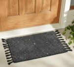 Gellon Traditional Cotton Small Carpet, Door Mat, Floor Mat, Asan for Prayer, Sitting, Meditation, Small Carpet Mat Rug for Floor in 18 x26 Inch in Gray Color (Dark Gray) - Image 2