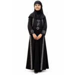 Girls Abaya Dress with Dupatta | Islamic Modest Wear for Kids | Embroidered Black Abaya Gown for Girls | Full Length Ethnic Dress for Party, Eid & Daily Wear - Image 2