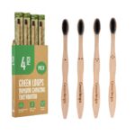 Green Loops Bamboo Toothbrush Pack of 4 | Charcoal Infused Soft Bristles | Eco-Friendly & Antibacterial | Wooden Handle | Biodegradable & Plastic-Free Oral Care for Adults & Kids - Image 2