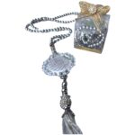 HADIYAH Customized Silver Pearl Tasbeeh (100 Beads) with Bismillah or with Your Name - Image 2